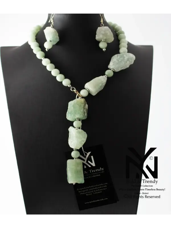 Jade Vert Éclatant-Cloudy Green Jade Jewelry Set
